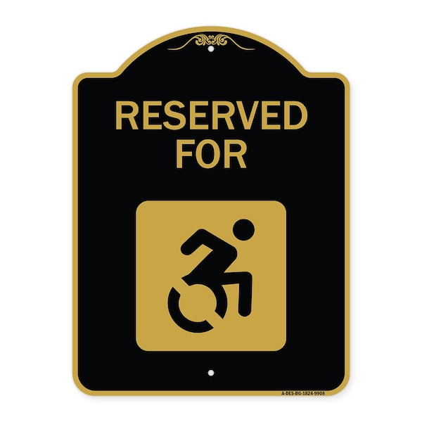 Signmission Designer Series-Reserved For With Accessible Symbol Heavy-Gauge Aluminum, 24" x 18", BG-1824-9908 A-DES-BG-1824-9908 - main